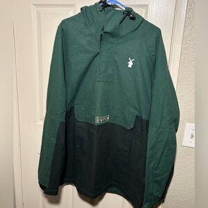 Dutch Bros Coffee Raincoat Size Large with a Kangaroo Pocket
